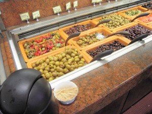 a Whole Foods olive bar
