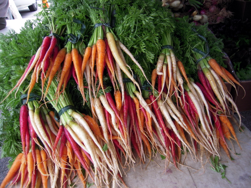 multi-colored baby carrots from ferry plaza