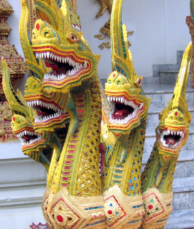 Thai temple dragon guardians