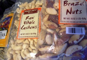 pepitas, cashews and Brazil nuts