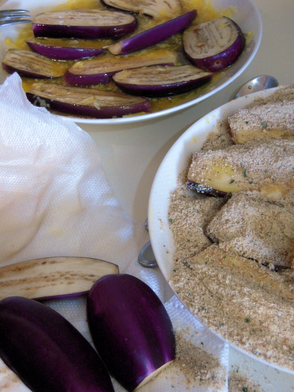 preparing eggplant for frying