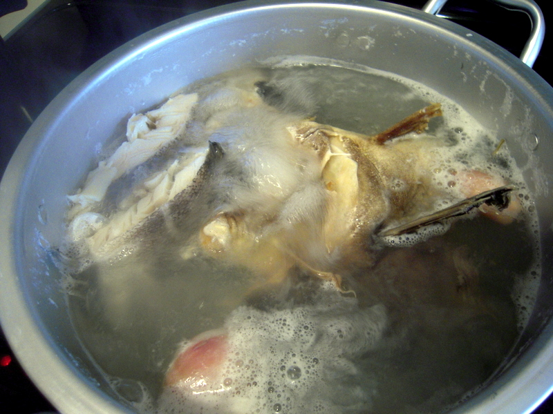 boiling salt cod