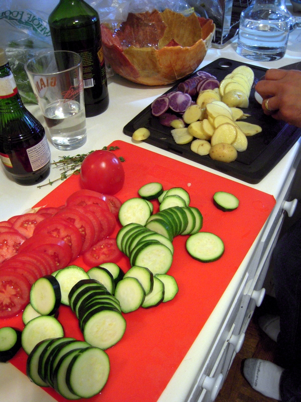 slicing vegetables