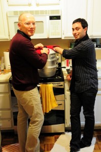 Chris and me keeping the lid on the pot of crab