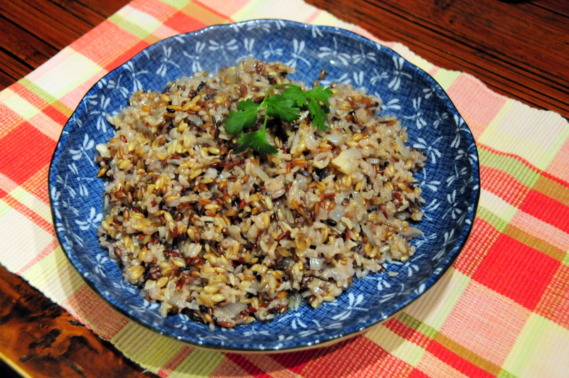 Gen-Ji-Mai with olive oil, garlic and onion