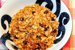nut and seed granola with date and pomegranate molasses