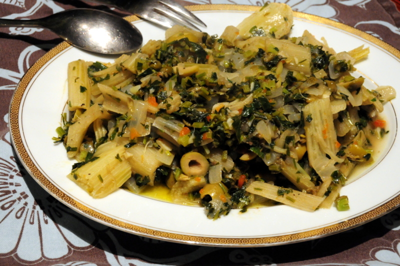 cardoon with garlic, caper, green olive and anchovy